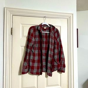 J. Crew Grey and Red Flannel
